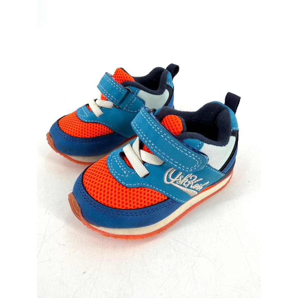OshKosh Sneakers Boys Lu Retro Knicks Blue Orange‎ Mesh Hook Loop Sporty